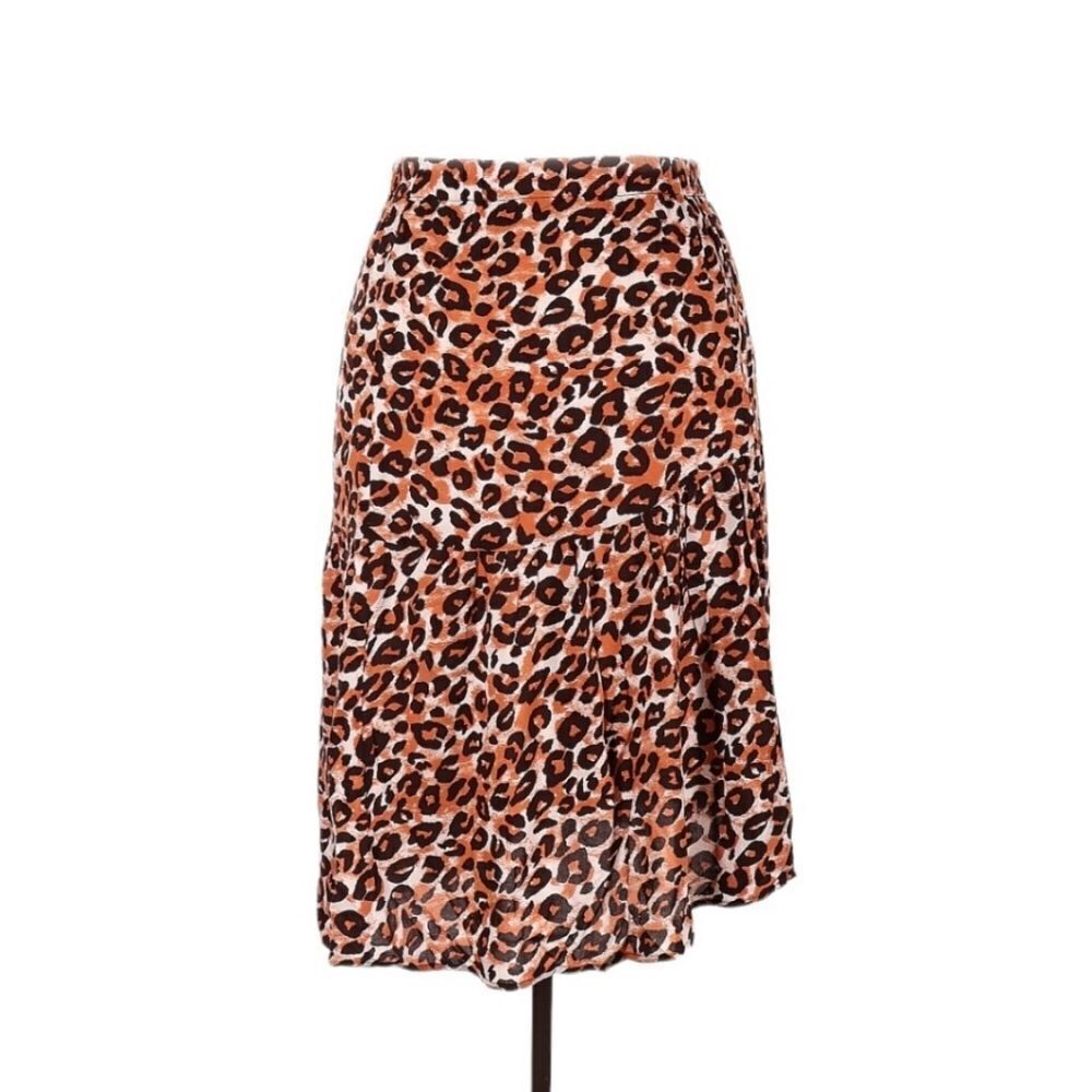 Intro. Brown Black Leopard Animal Print High Low Hem Plus Size Skirt Women's 3X - Picture 2 of 13